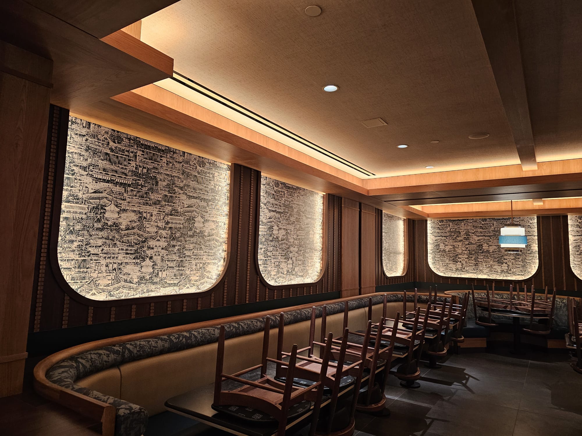 Blue watercolor feature wall